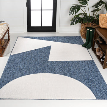 Lucian Modern Geometric Abstract Two-tone Indoor/Outdoor Area Rug